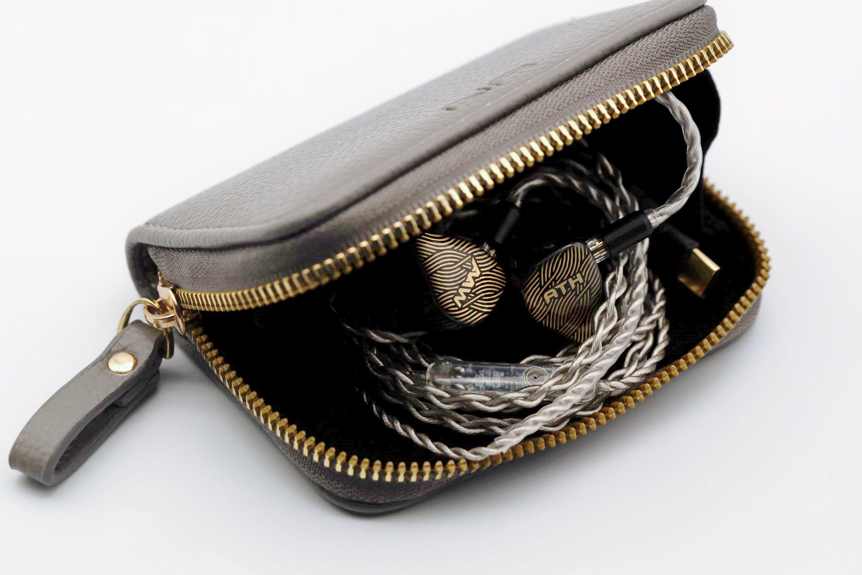 Null Audio Grey Leather IEM/CIEM Pouch - Null Audio